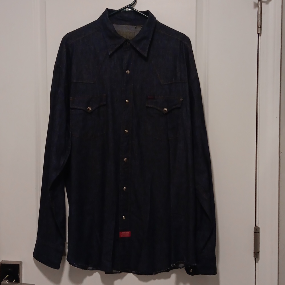 Guess Denim Vintage Hong Kong Pearl Snap Shirt 2XL